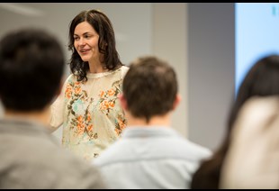 Photo of Entrepreneurship speaker talking to group