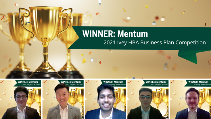 Students from team Mentum posing for a Zoom photograph